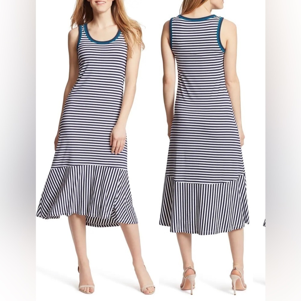 🎁 NWT ELLA MOSS Juniors Navy Tie Dye Sylvia Midi Hi Low Sleeveless dress… - Picture 4 of 13